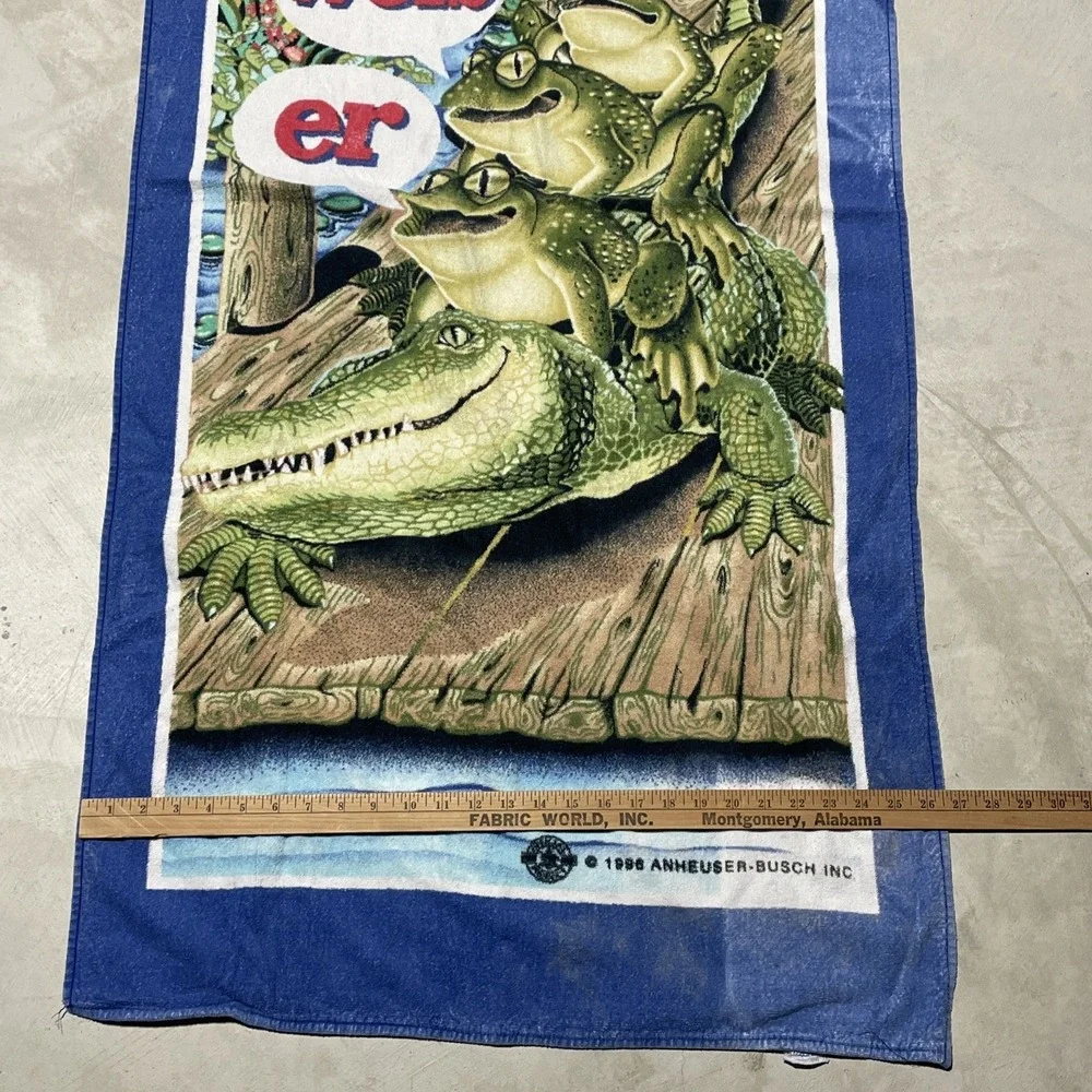 Vintage 1998 Budweiser Frogs Beach Pool Towel Beer Retro 100% Cotton Rare